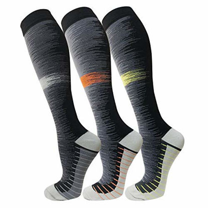 Picture of Compression Socks For Men & Women(3 Pairs)- Best For Running,Athletic,Medical,Pregnancy and Travel -15-20mmHg (S/M, Multicoloured 10)