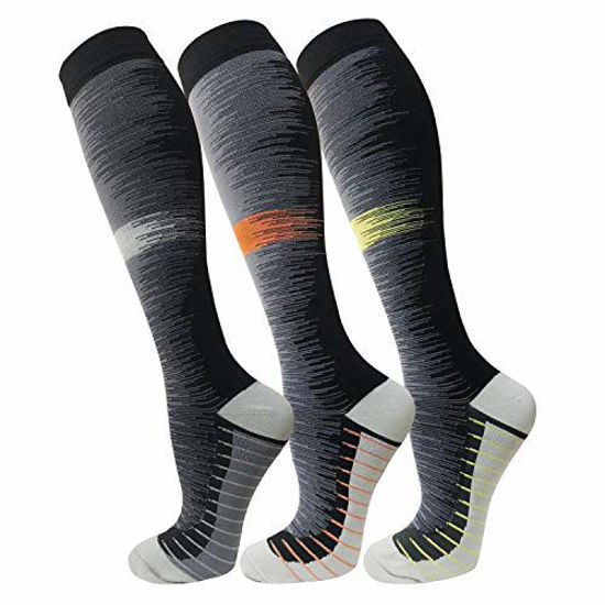 Picture of Compression Socks For Men & Women(3 Pairs)- Best For Running,Athletic,Medical,Pregnancy and Travel -15-20mmHg (S/M, Multicoloured 10)
