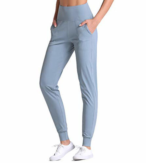 Picture of Dragon Fit Joggers for Women with Pockets,High Waist Workout Yoga Tapered Sweatpants Women's Lounge Pants (Joggers78-Demin Blue, Large)