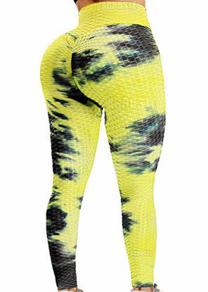 Picture of Womens High Waisted Yoga Pants Tummy Control Scrunched Booty Leggings Workout Running Butt Lift Textured Tights