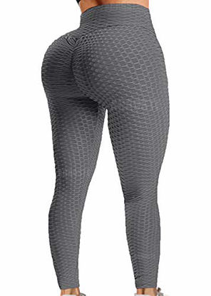 Picture of Womens High Waisted Yoga Pants Tummy Control Scrunched Booty Leggings Workout Running Butt Lift Textured Tights