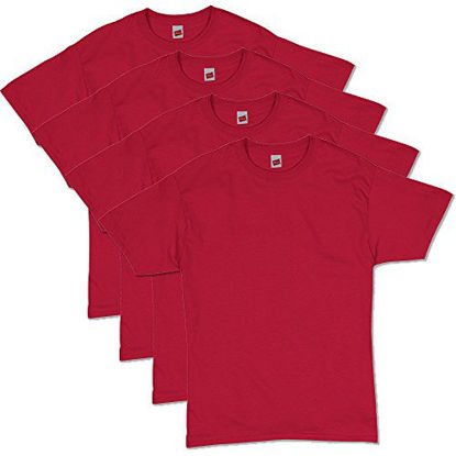 Picture of Hanes Men's ComfortSoft Short Sleeve T-Shirt (4 Pack ),Deep Red,Medium