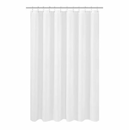 Picture of N&Y HOME Longer Shower Curtain Liner Fabric 72 x 75 inches, Hotel Quality, Washable, White Spa Bathroom Curtains with Grommets, 72x75