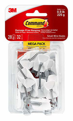 Picture of Command Wire Hooks Mega Pack, Small, White, 28-Hooks (17067-MPES), Organize Damage-Free