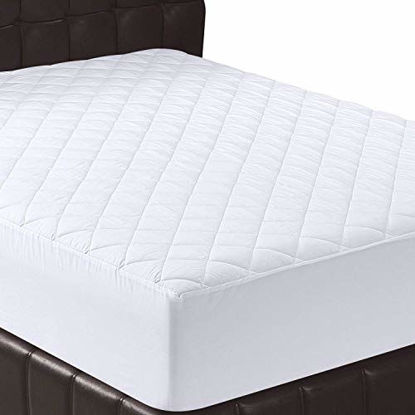 Picture of Utopia Bedding Quilted Fitted Mattress Pad (Twin) - Mattress Cover Stretches up to 16 Inches Deep - Mattress Topper