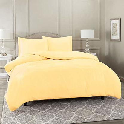 Picture of Nestl Duvet Cover 3 Piece Set - Ultra Soft Double Brushed Microfiber Hotel-Quality - Comforter Cover with Button Closure and 2 Pillow Shams, Vanilla Yellow - Full (Double) 80"x90"