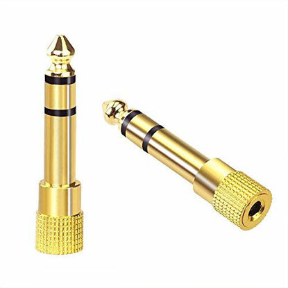 Picture of VCE 2-Pack 6.35mm (1/4 inch) Male to 3.5mm (1/8 inch) Female Stereo Jack Adapter for 3.5mm Aux Cable,Guitar Amplifier,Headphone