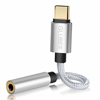 Picture of GLUBEE USB C to 3.5MM Headphone Jack Adapter, USB C to Audio, USB Type-C to 3.5MM Adapter Braided Nylon Cable DAC Adapter Compatible with Most USB-C Smart Phones