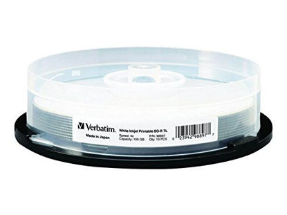 Picture of Verbatim BD-R XL 100GB 4X White Inkjet Printable, Hub Printable - 10pk Spindle