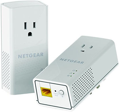 Picture of NETGEAR PowerLINE 1200 Mbps, 1 Gigabit Port with Pass-Through, Extra Outlet (PLP1200-100PAS),Pale Gray