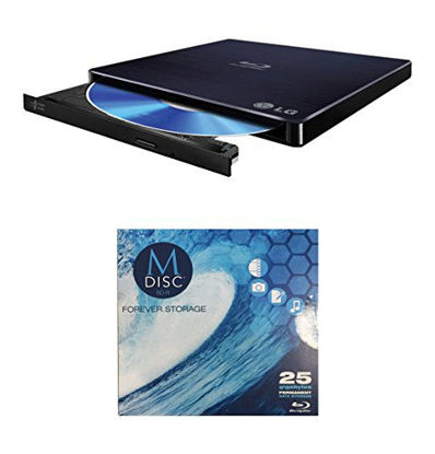 Picture of LG 6X WP50NB40 Ultra Slim Portable Blu-ray Writer Bundle with 1 Pack M-DISC BD - Supports M-DISC and BDXL Discs, Mac OS X Compatible (Black, Retail)
