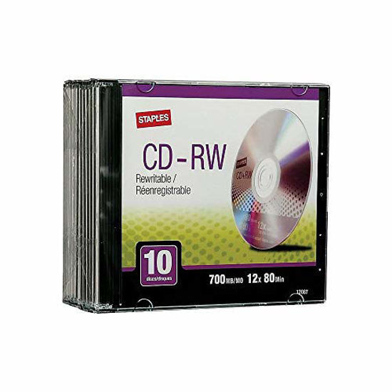 GetUSCart Staples CDRW Rewritable with Slim CD Slim Case 10 Pieces