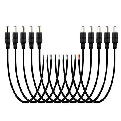 Picture of SIM&NAT Male DC 2.1mm x 5.5mm Wire Power Pigtails Adapter Barrel Plug Socket Cables for CCTV Security Camera, DVR, Car Rearview Monitor System Video, LED Strip Light, Surveillance (20 inch / 50 cm)