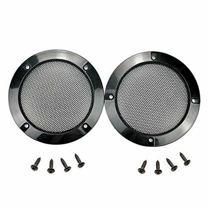 Picture of 2 pcs Speaker Grills Cover Steel Mesh Protective Case with 8 pcs Screws for 116 mm Outer Speaker Mounting - 4.88"/124mm Outer Diameter Black Speaker Grills