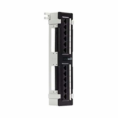 Picture of NavePoint 12-Port Cat6 UTP Unsheilded Mini Patch Panel with Wallmount Bracket Included Black