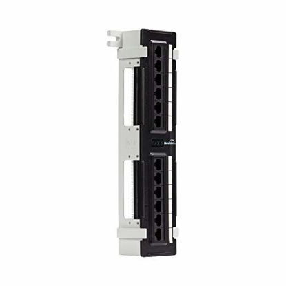 Picture of NavePoint 12-Port Cat6 UTP Unsheilded Mini Patch Panel with Wallmount Bracket Included Black