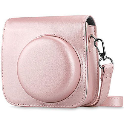 Picture of Fintie Protective Case Compatible with Fujifilm Instax Mini 8 Mini 8+ Mini 9 Instant Camera - Premium Vegan Leather Bag Cover with Removable Strap, Rose Gold