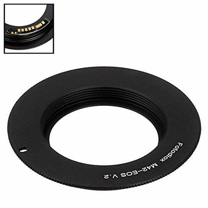 Picture of Fotodiox Lens Mount Adapter Compatible with M42 Type 2 Screw Mount SLR Lens to Canon EOS (EF, EF-S) Mount D/SLR Camera Body - with Gen10 Focus Confirmation Chip