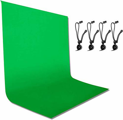 Picture of Emart 6 x 9 ft Photography Backdrop Background, Green Chromakey Muslin Background Screen for Photo Video Studio, 4 x Backdrop Clip