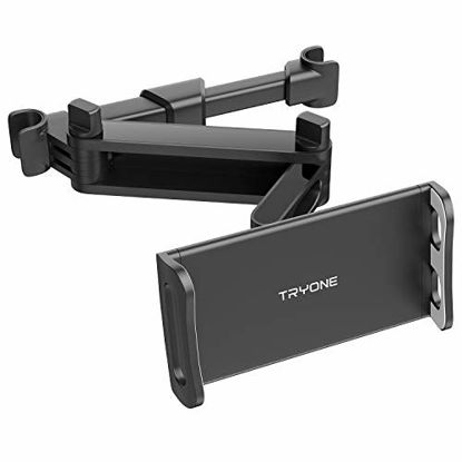 Picture of Car Headrest Tablet Mount - Tryone Stretchable Tablet Headrest Holder Compatible with Smartphones/Tablets/Switch 4"-10.6", Headrest Posts Width 4.7in-5.9in