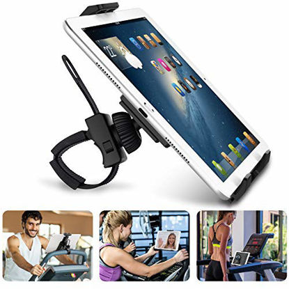 Picture of Abovetek Universal Handlebar Mount for iPad - iPhone - Tablet - Anti-Shock 360 Degree 3.5 to 12 Expandable Pole Strap Phone Holder Cradle for Indoor Cycling, Gym, Treadmill, Spin Bike, Elliptical