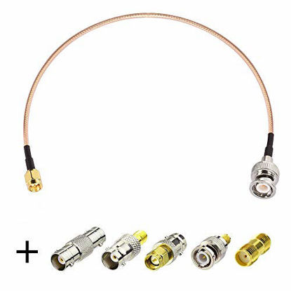 Picture of SUPERBAT SMA Male to BNC Male Cable 20inches + 5pcs RF Coax Adapter Kit SMA to BNC Cable SMA BNC Adapter Cable Kit for RF Applications/Antennas/Wireless LAN Devices/Wi-Fi Radios External Antenna etc