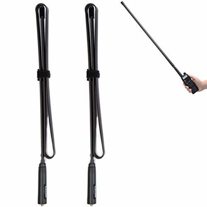 Picture of 2 Pack-29 Inch Foldable/Tactical Raido Antenna Walkie Talkies Dual Band UV VHF/UHF 144/430Mhz Antennas Two Way Radio Connector for Kenwood Baofeng UV-5R UV82 888S F8HP Retevis H777 by WMM (72 cm)