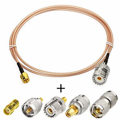 Picture of Superbat SMA Male to SO239 RF Coaxial Coax Cable 6inches + 5pcs Adapter Kit, SMA to UHF Cable + SMA to SO239/PL259 Adapter Kit for RF Applications/CB Radio/Handheld Radio Antenna/Walkie Talkie etc