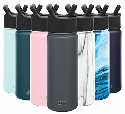 Picture of Simple Modern Insulated Water Bottle with Straw Lid Reusable Wide Mouth Stainless Steel Flask Thermos, 18oz (530ml), Graphite