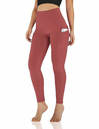 Picture of ODODOS Women's High Waisted Yoga Leggings with Pocket, Workout Sports Running Athletic Leggings with Pocket, Full-Length, Mauve, Medium