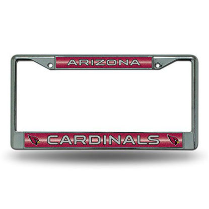 Picture of NFL Rico Industries Bling Chrome License Plate Frame with Glitter Accent, Arizona Cardinals