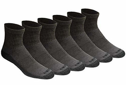 Picture of Dickies Men's Dri-tech Moisture Control Quarter Socks Multipack, Charcoal (6 Pairs), Shoe Size: 6-12