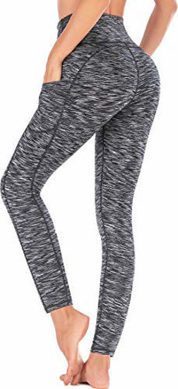 IUGA High Waist Yoga Pants with Pockets, Tummy Control, Workout Pants for  Women 4 Way Stretch Yoga Leggings with Pockets (Space Dye Dark Gray, Small)