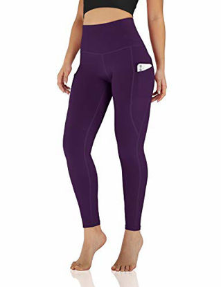 Picture of ODODOS Women's High Waisted Yoga Pants with Pocket, Workout Sports Running Athletic Pants with Pocket, Full-Length,DeepPurple,Large