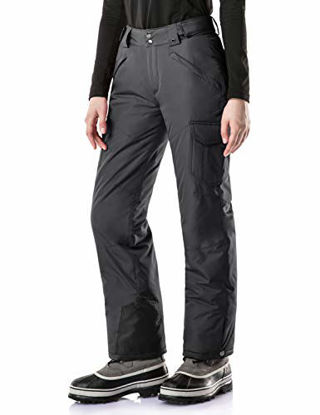 Picture of TSLA Women's Winter Snow Pants, Waterproof Insulated Ski Pants, Ripstop Snowboard Bottoms, Unique(xkb92) - Charcoal, Small