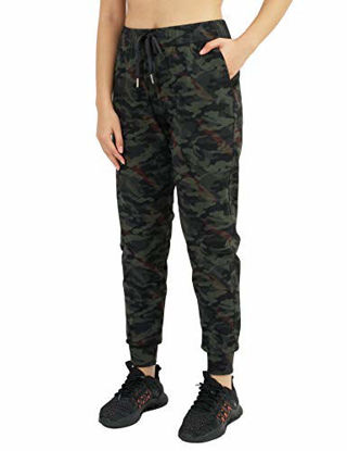 Picture of AJISAI Women's Joggers Pants Drawstring Running Sweatpants with Pockets Lounge Wear Olive Camo M