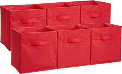 Picture of Amazon Basics Collapsible Fabric Storage Cubes Organizer with Handles, Red - Pack of 6