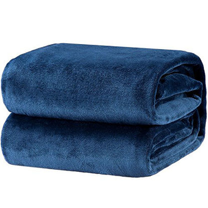 Picture of Bedsure Fleece Blanket Queen Size Navy Lightweight Super Soft Cozy Luxury Bed Blanket Microfiber