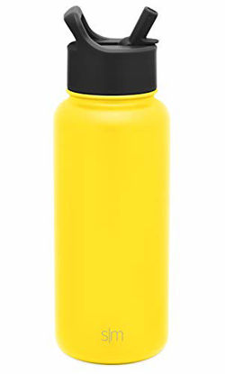 Picture of Simple Modern Insulated Water Bottle with Straw Lid 1 Liter Reusable Wide Mouth Stainless Steel Flask Thermos, 32oz (945ml), Sunshine