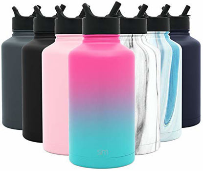 Picture of Simple Modern Insulated Water Bottle with Straw Lid Large Half Gallon Reusable Wide Mouth Stainless Steel Flask Thermos, 64oz (1.9L), Ombre: Sorbet