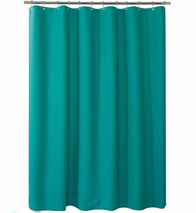 Picture of AmazerBath Plastic Shower Curtain, 72 x 72 Inches Turquoise EVA 8G Thick Bathroom Shower Curtains Eco-Friendly with Heavy Duty Clear Stones and Grommet Holes