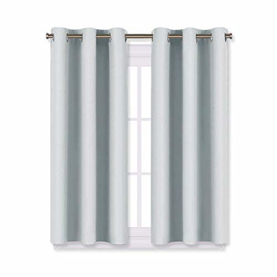 Picture of NICETOWN Room Darkening Draperies Curtains Panels, Window Treatment Thermal Insulated Grommet Room Darkening Curtains/Drapes for Bedroom (2 Panels, 29 by 45, Platinum-Greyish White)