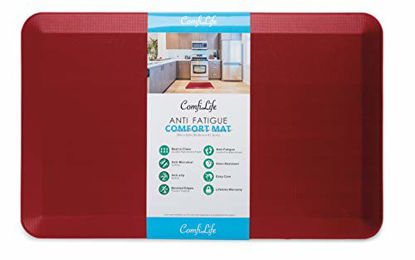 Picture of ComfiLife Anti Fatigue Floor Mat - 3/4 Inch Thick Perfect Kitchen Mat, Standing Desk Mat - Comfort at Home, Office, Garage - Durable - Stain Resistant - Non-Slip Bottom (20" x 32", Red)