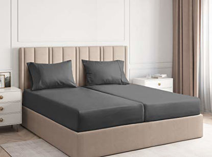Picture of Split King Sheets for Adjustable Beds - Split King Adjustable Bed for Adjustable Mattress - Split King Sheet Sets for Adjustable Beds Deep Pocket - Deep Pocket Split King Sheets - Adjustable Sheets