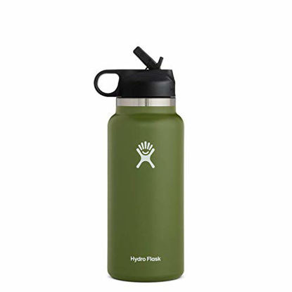 Picture of Hydro Flask Water Bottle - Wide Mouth Straw Lid 2.0 - 32 oz, Olive