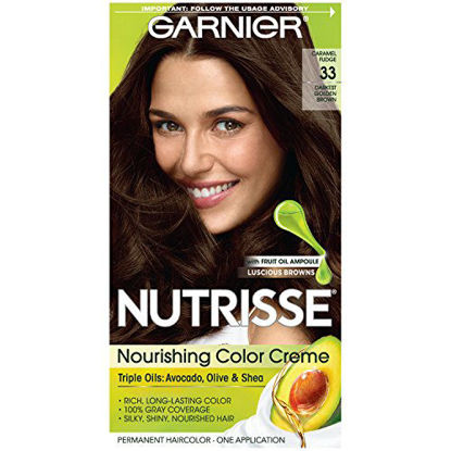 Picture of Garnier Nutrisse Nourishing Hair Color Creme, 33 Darkest Golden Brown (Packaging May Vary)