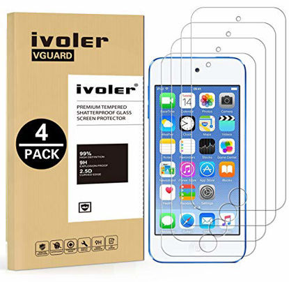 Picture of [4 Pack] iVoler [Tempered Glass] Screen Protector Compatible iPod Touch 7G 2019 6G 5G (7th 6th 5th Generation), 0.2mm Ultra Thin 9H Hardness 2.5D Round Edge,Anti Scratch and Bubble-Free