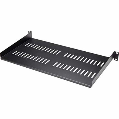 Picture of StarTech.com 1U Vented Server Rack Cabinet Shelf - 10in Deep Fixed Cantilever Tray - Rackmount Shelf for 19" AV/Data/Network Equipment Enclosure with Cage Nuts & Screws - 44lbs capacity (CABSHELFV1U)