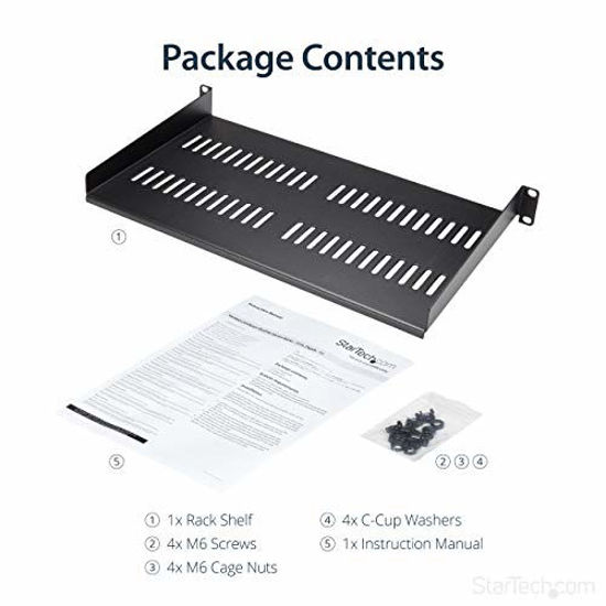 GetUSCart- StarTech.com 1U Vented Server Rack Cabinet Shelf - 10in Deep ...