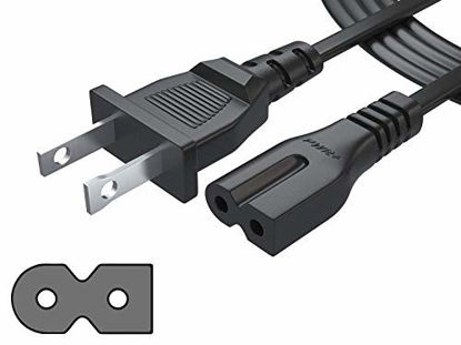 Picture of Pwr Long 6 Ft 2 Prong Polarized-Power-Cord for Vizio-LED-TV Smart-HDTV E-M-Series and Others 2 Slot Adapter-AC-Wall-Cable: IEC-60320 IEC320 C7 to NEMA 1-15P